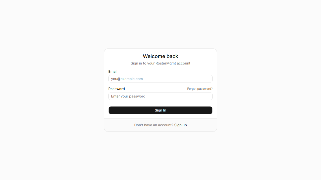 Login page
