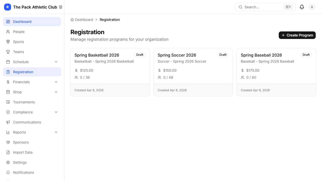 Registration programs
