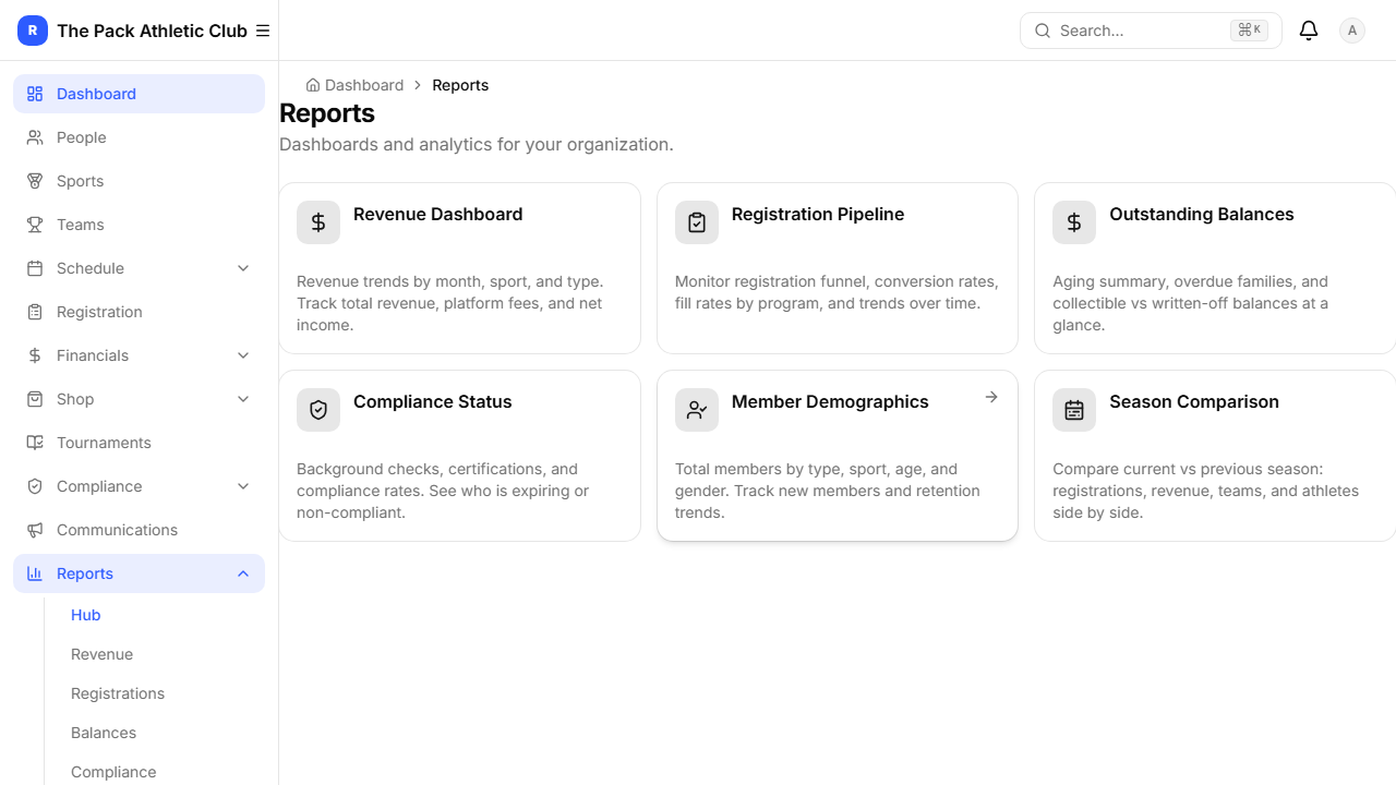 Reports hub